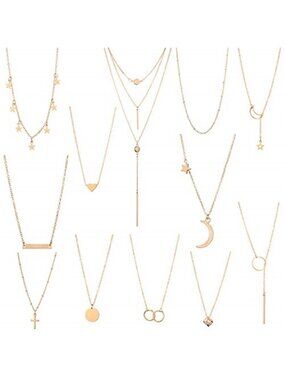 Starain 12Pcs Layered Choker Necklace Fashion Multilayer Chain Necklace Simple